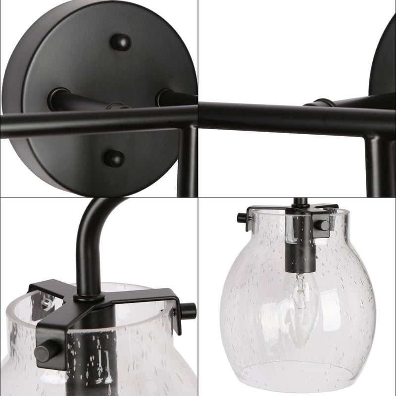 LNC 22-in 3-Light Matte Black LED Transitional Vanity Light Bar for Bathroom