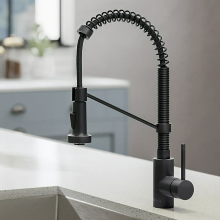 Kraus Bolden&trade; Single Handle 18-Inch Commercial Kitchen Faucet with Dual Function Pull-Down Sprayhead in Matte Black Finish