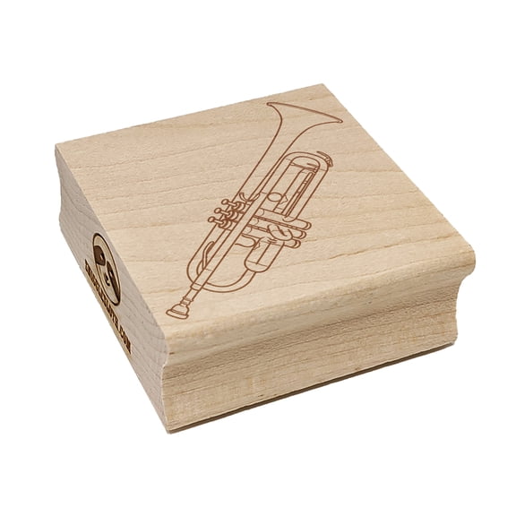Trumpet Brass Musical Instrument Square Rubber Stamp Stamping Scrapbooking Crafting - Medium 1.75in