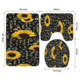 thumbnail image 3 of Black Sunflower Word Pattern Bathroom Rugs Sets 3 Piece,Toilet Cover Set,Absorbent Non Slip Bathroom Mats Sets with U-Shaped Contour Rug Toilet Rug Set, 3 of 5