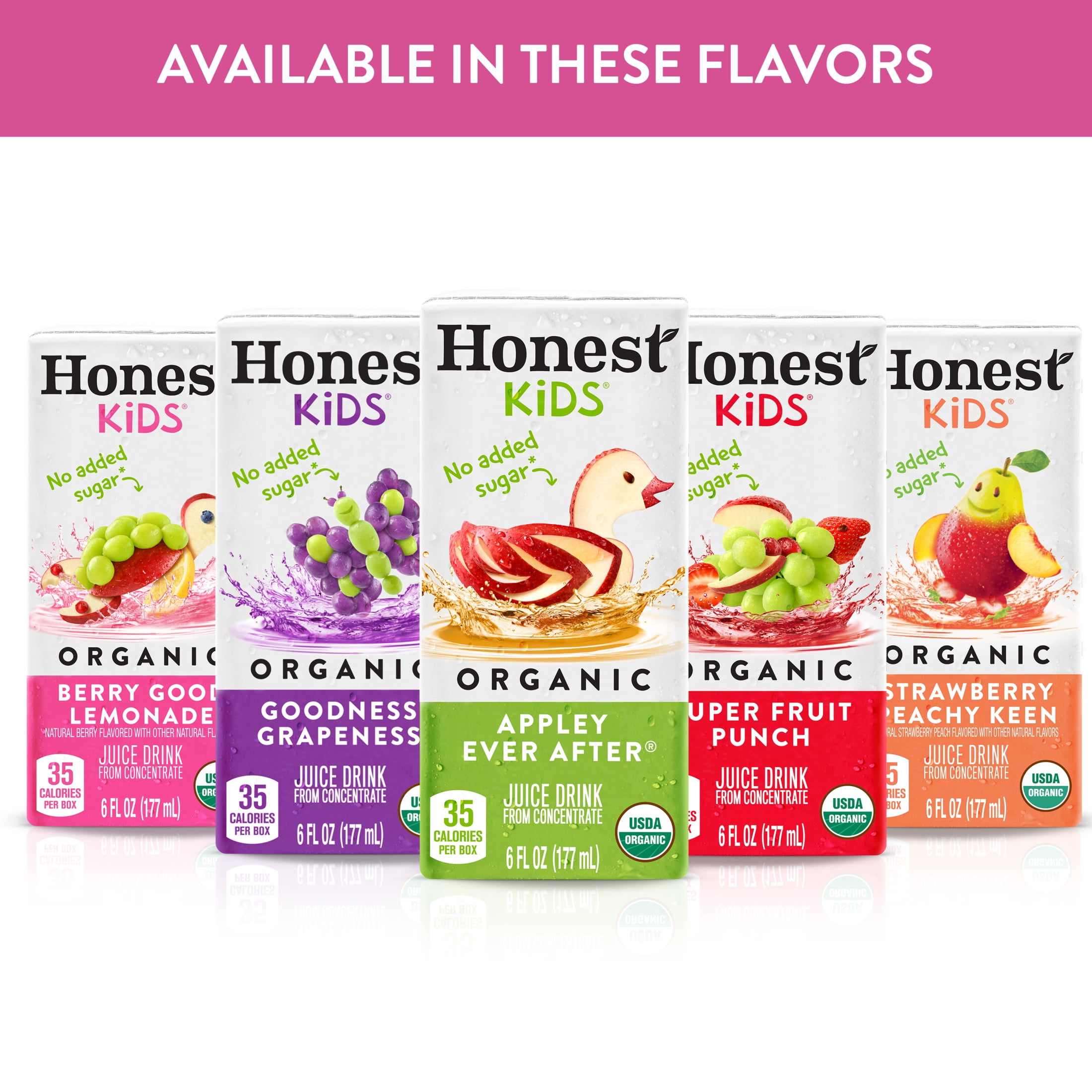 (5 pack) Honest Kids Berry Good Lemonade Organic Juice Drink Cartons, 6 fl oz, 8 Pack