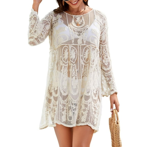 WHIPPY Swimsuit Coverup for Women Summer Bathing Suit Swimwear Mesh Beach Dress Vacation Outfits