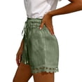 thumbnail image 5 of Karight Women's High Waisted Paperbag Shorts with Lace Trim Drawstring Casual Loose Fit Summer Shorts, 5 of 7