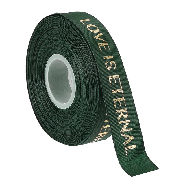 Unique Bargains 1 Inch 50 Yard Valentine Printed Ribbon Wedding Favor Grosgrain Satin Ribbons Green for Gift Wrapping Bouquet
