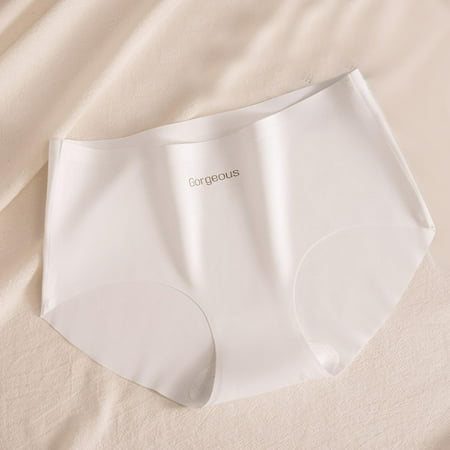 Womens Underwear Womens Seamless Underwear Thin Mid Waist Panties Plus Size Womens Underwear White M