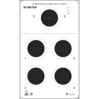 50 Pcs of Official NRA Small Bore Rifle 50-Meter Prone Target (A-26) Printed on Official NRA Heavyweight (Tag) Paper. Size: 14