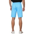 thumbnail image 3 of INSPIRE CHIC Plaid Shorts for Men's Flat Front Color Block Checked Shorts with Pockets 30 Blue, 3 of 6