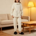 thumbnail image 4 of Vetsdori Womens Long Sleeve Pajamas Sets Fleece Nightwear PJS Pockets,2 Pieces Sleepwear Pants Fashion Pajamas for Women Soft, 4 of 7