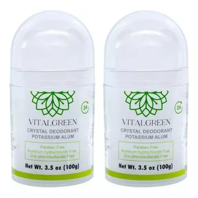 Desodorante Piedra Cristal Alumbre Potasio 2 Pack 100g Vital Green