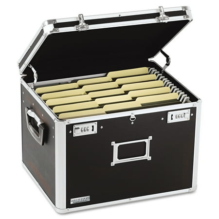 Vaultz Locking File Chest Storage Box, Letter/Legal, 17-1/2 x 14 x 12-1/2, Black
