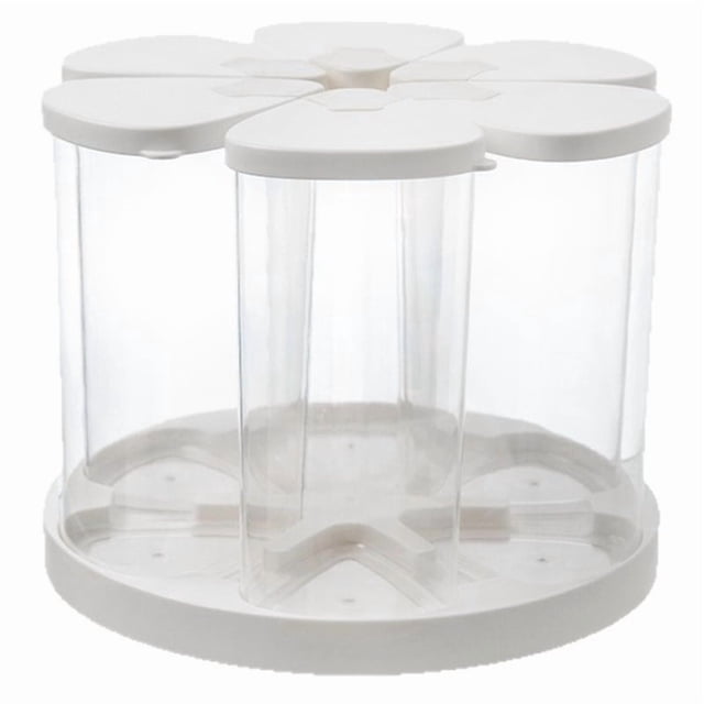 Dispensador de Arroz Giratorio - Dispensador de Cereales de Encimera para Despensa - Juego de Botes de PET para Granos con 6 Rejillas