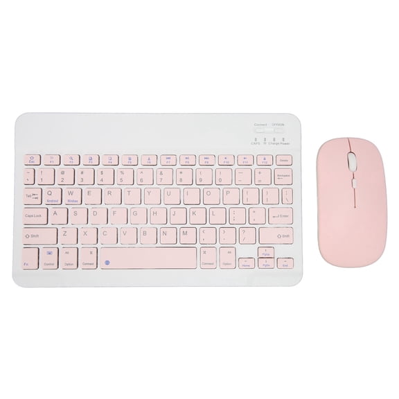 Falleo Clearance Wireless Keyboard Mouse Set 10in Computer Keyboards Mouse Combo for Tablet Mobile Phone Computer Pink