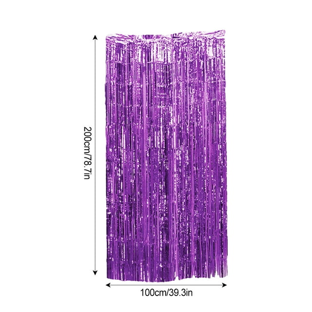 Langgg 6.5ft Fringe Curtain 0pcs Streamers Party Decorations Tinsel Curtain Backdrop Purple 6.5ft 5Set