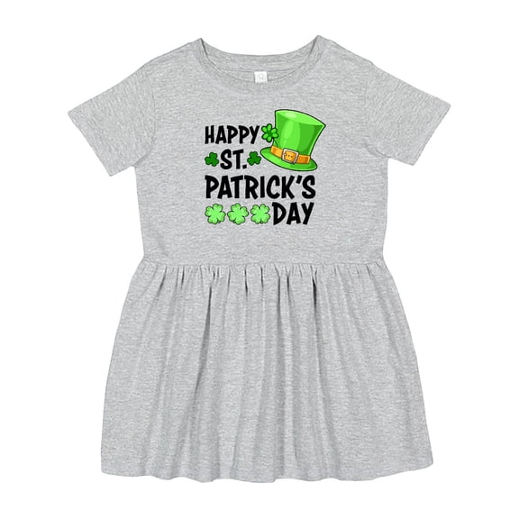Inktastic Happy St. Patrick's Day Green Hat and Clovers Girls Toddler Dress