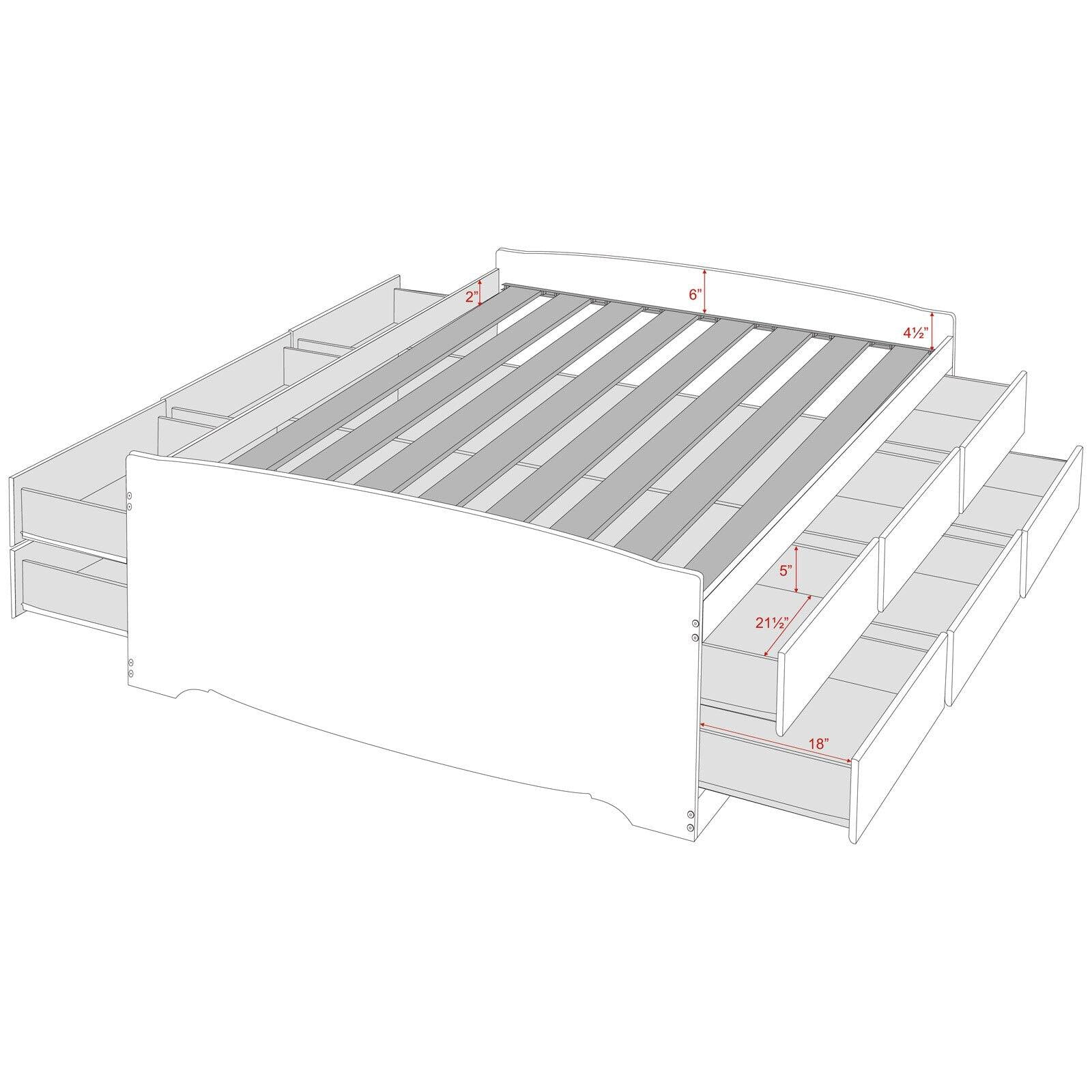 Tall Full Captains Platform Storage Bed with 12 Drawers, Espresso