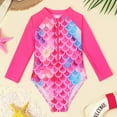 thumbnail image 2 of Infant Bathing Suit Girl Long Sleeve Rash Guard Swimsuit With Zipper Sun Beach Pool Outfit Summer Infant Swimsuit Girl Hot Pink 3 Years-4 Years, 2 of 7