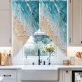 thumbnail image 4 of Abstract Beach Waves Swag Valances for Windows 2 Pack Blue Watercolor Modern Art Swag Kitchen Curtains 45 Inches Long Rod Pocket Short Window Treatment for Kitchen Bathroom 36"x45", 4 of 8