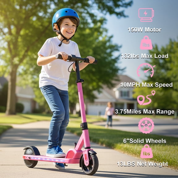 NANROBOT K2 Kids Electric Scooter 150W Motor 10 MPH Fast Electric Scooter for Kids Ages 6-14 Smart LED Display 3 Heights Pink