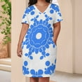 thumbnail image 3 of Womens Casual Dresses Blue Floral White Background Pattern Short Sleeve Dress Summer Dresses for Women 2025, 3 of 5