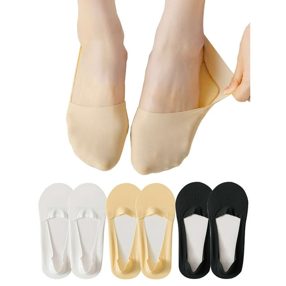 Gustave 6 Pairs No Show Socks for Women Ultra Low Cut Liner Socks Non Slip Thin Invisible Hidden Socks Footies for Flats Loafer "Black/Nude/White"