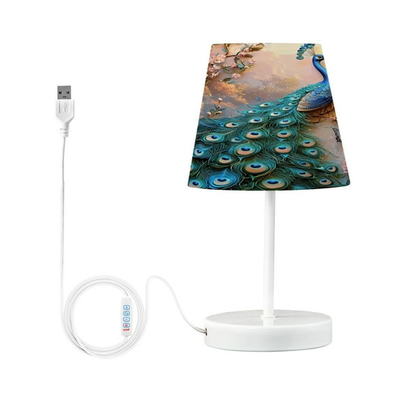Peacock Rose Butterflies Desk Lamp LED Table Nightstand Lamps with 3 Color Temperatures for Home Bedroom Living Room Decor 6x11
