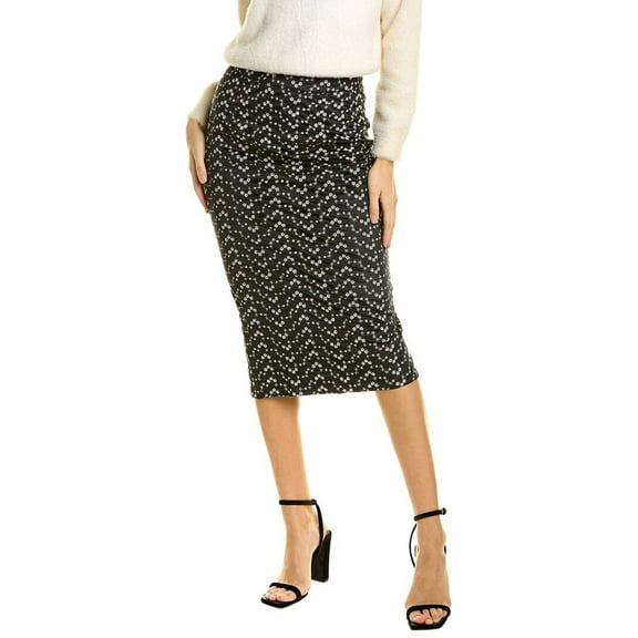 Gracia womens Flower Embroidered Midi Pencil Skirt, m, Black