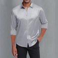 thumbnail image 2 of Shiny Satin Shirts for Men Long Sleeve Button Down Collared Business Casual Dress Shirt Formal Work Shirts, 2 of 9