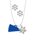 thumbnail image 1 of Delight Jewelry Acrylic 1.25" Royal Blue Megaphone Silver tone Snowflake Charm Necklace and Stud Earrings, 1 of 4