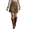 thumbnail image 2 of qelini Womens Western Skirt Mid-Length Skirt High Waist A-line Skirt Asymmetrical Hem Fringe Detail Cowgirl Skirt, 2 of 8