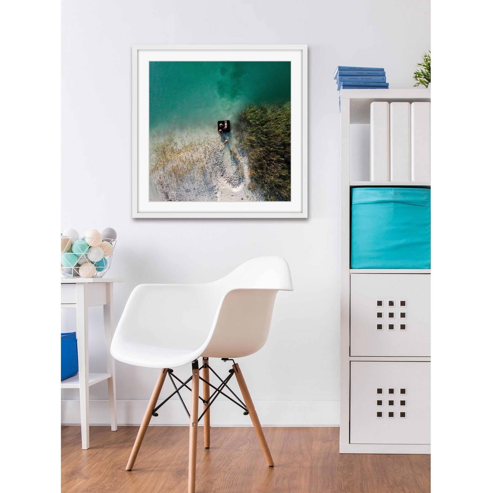 "Aqua Lake Chill" Framed Painting Print