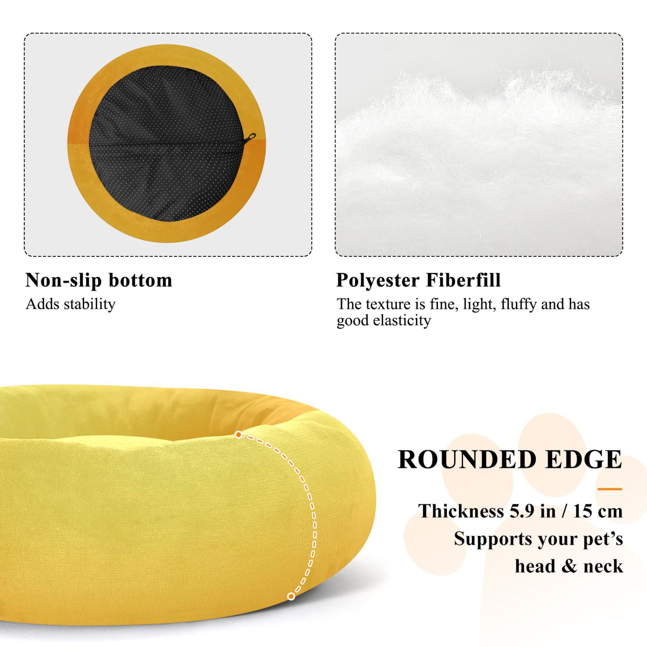 Iauyy Pet Couch Donut Cat Bed for Indoor Cats/Small Dogs Washable & Machine with Non-slip Bottom Calming Cat Furniture, Yellow Gradient (M)