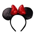 thumbnail image 1 of Diadema con lazo de lentejuelas y tambor, diseño de dibujos animados de Minnie, lentejuelas estéreo, diadema con lazo de lentejuelas de algodón, efecto 3D, estilo versátil, cómoda de llevar, 1 of 6