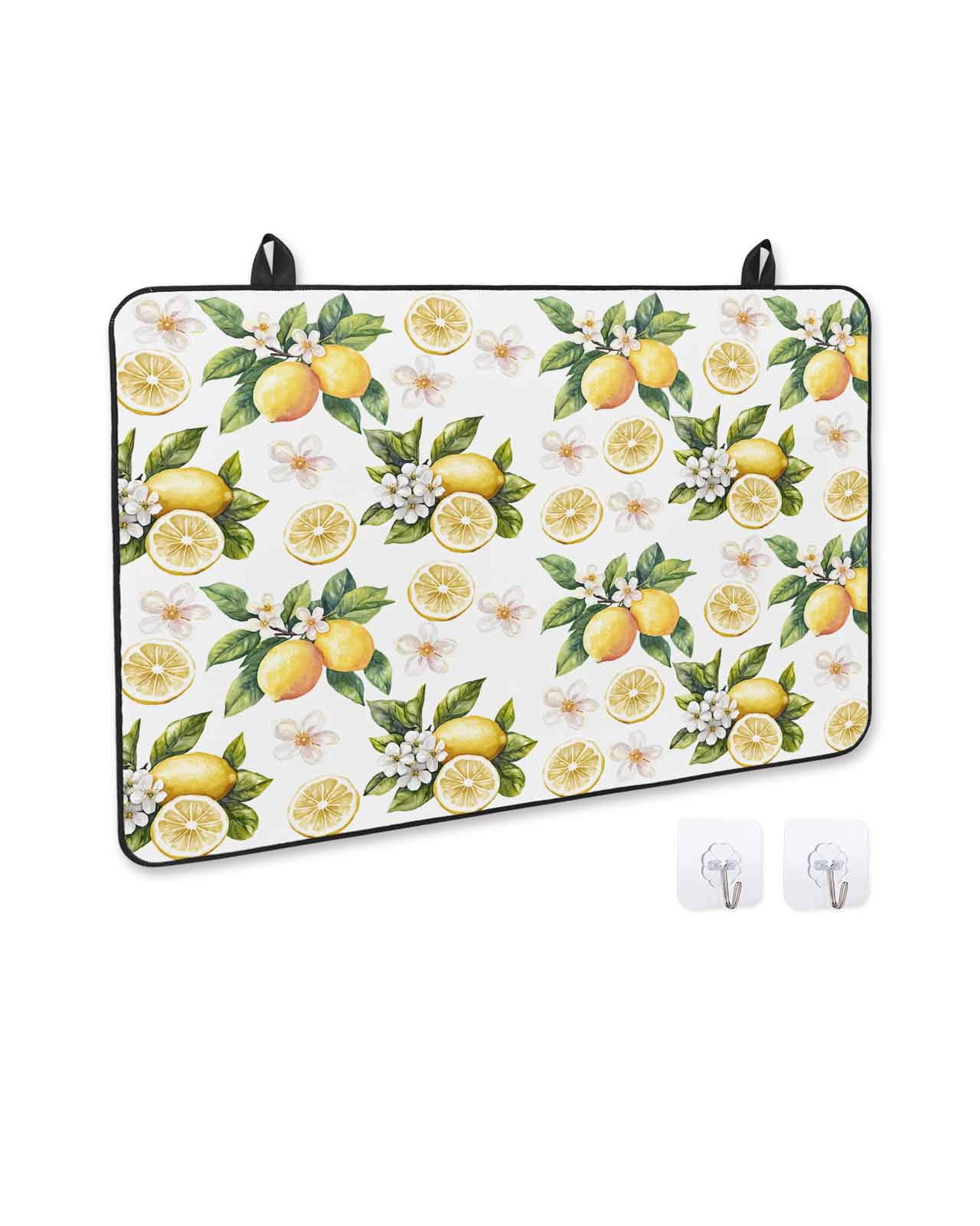 nqOlkjepod Large Induction Cooktop Protector Mat 36"x21", Lemon Flowers Stove Top Covers for Electric Stove, Country Floral Summer Lemon Fruit Stove Burner Cover Mats, Glass Top Stove Cover