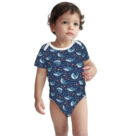 

Fotbe Cartoon Sharks2 Pattern Unisex-baby Short-sleeve Bodysuit Short Sleeve Bodysuits One-piece 100% Organic Cotton for Infant Baby Boys Unisex-18 Months