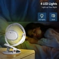 thumbnail image 4 of 4000mAh Portable Clip on Fan with LED Lights, Battery Operated USB Desk Fan,4 Speed Quiet Rechargeable Mini Table Fan, 360° Rotate Personal Cooling Fan for Home Office Stroller Camping (White), 4 of 12