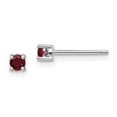 thumbnail image 3 of 925 Sterling Silver 3mm Round Created Ruby Post Earrings, 3 of 5