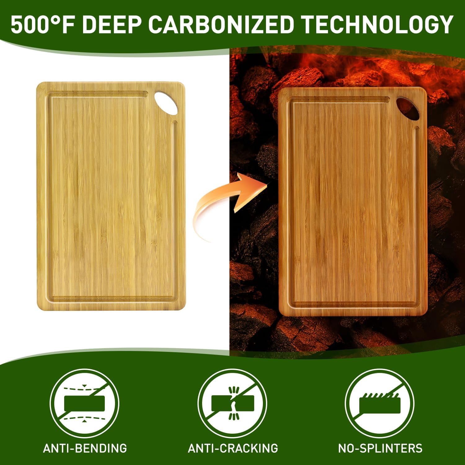 RGHJAR-Bamboo Cutting Boards for Kitchen Non Toxic Solid Wood Chopping Board Non Plastic Wooden Cutting Boards Small Fruit Meat Charcuterie Board Hardwood Cutting Board Set Bread Chauratri Serving Bo