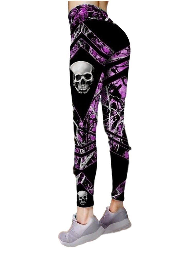 Skull Print Women Punk Style Slim Fit 
