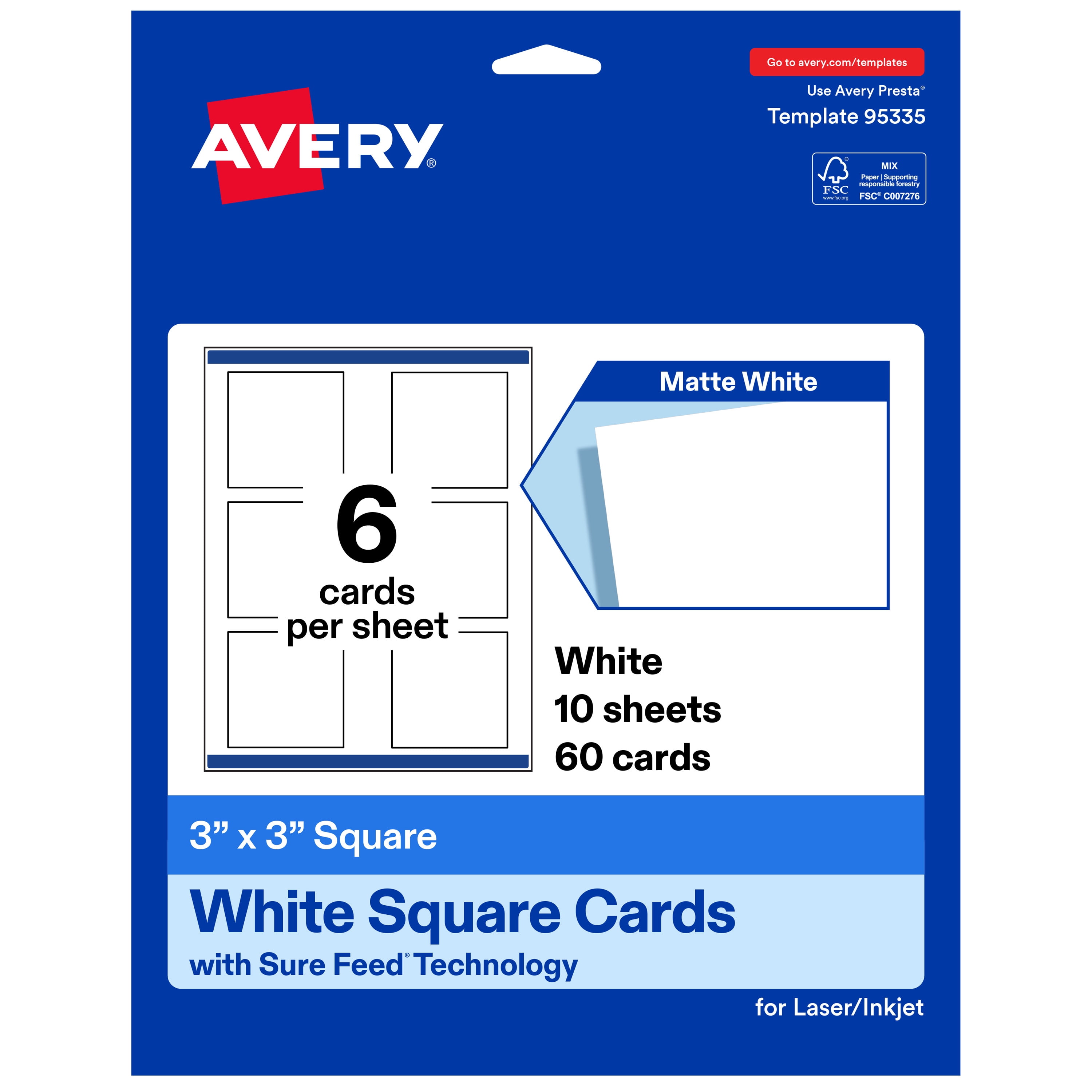 Avery Matte White Rectangle Cards, 3.5