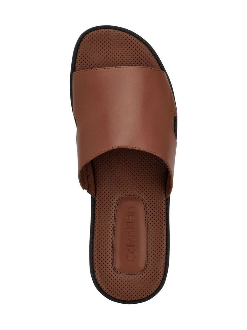 CALVIN KLEIN Mens Brown Padded Goring Ethan Round Toe Wedge Slip