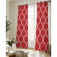 thumbnail image 5 of Red Moroccan Sheer Curtains 84 Inch Length 2 Panels Set for Living Room/Bedroom, Morocco Ethnic Abstract Quatrefoil Grid Kitchen Curtains Grommet Semi-Sheer Curtains Window Treatments 42"x84"x2, 5 of 7