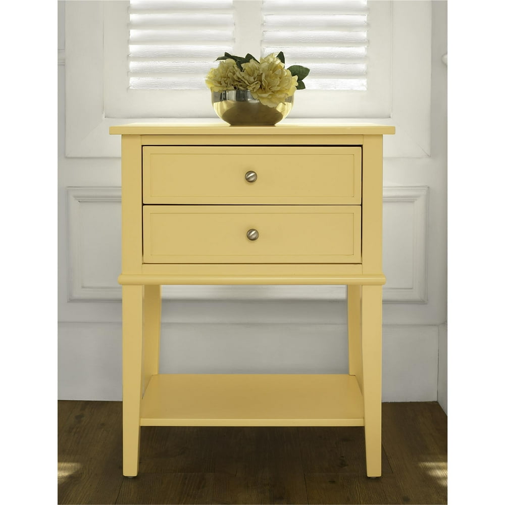 Ameriwood Home Franklin Accent Table with 2 Drawers, Yellow Walmart