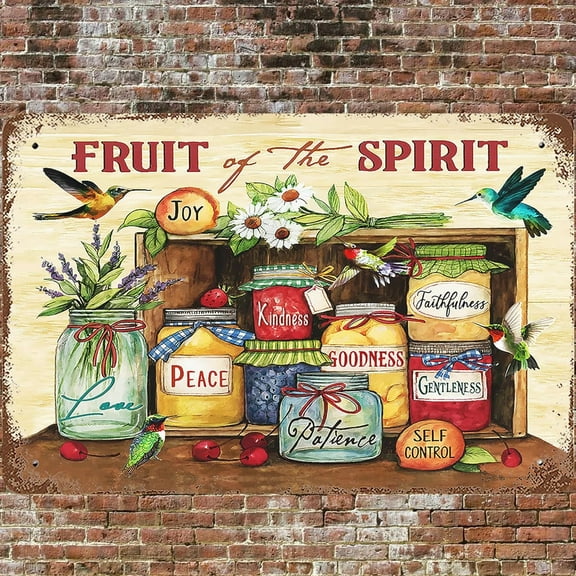 JUSIP Plaque Tin Sign Fruit of The Spirit Wall Decor Party Zone Gag Jokes Vintage 12 X 8 INCH Wall Decor Metal Sign for Home Cafes Office Store Pubs