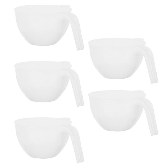 SOPOTUTU 5-Piece White Plastic Mixing Bowls Set with Handle Kitchen Bowls for Cooking and Baking
