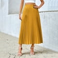 thumbnail image 4 of Byworldtasic Womens Pleated Midi Skirts Womens Aline Long High Elastic Waisted Summer Flowy Chiffon Swing Skirt, 4 of 9