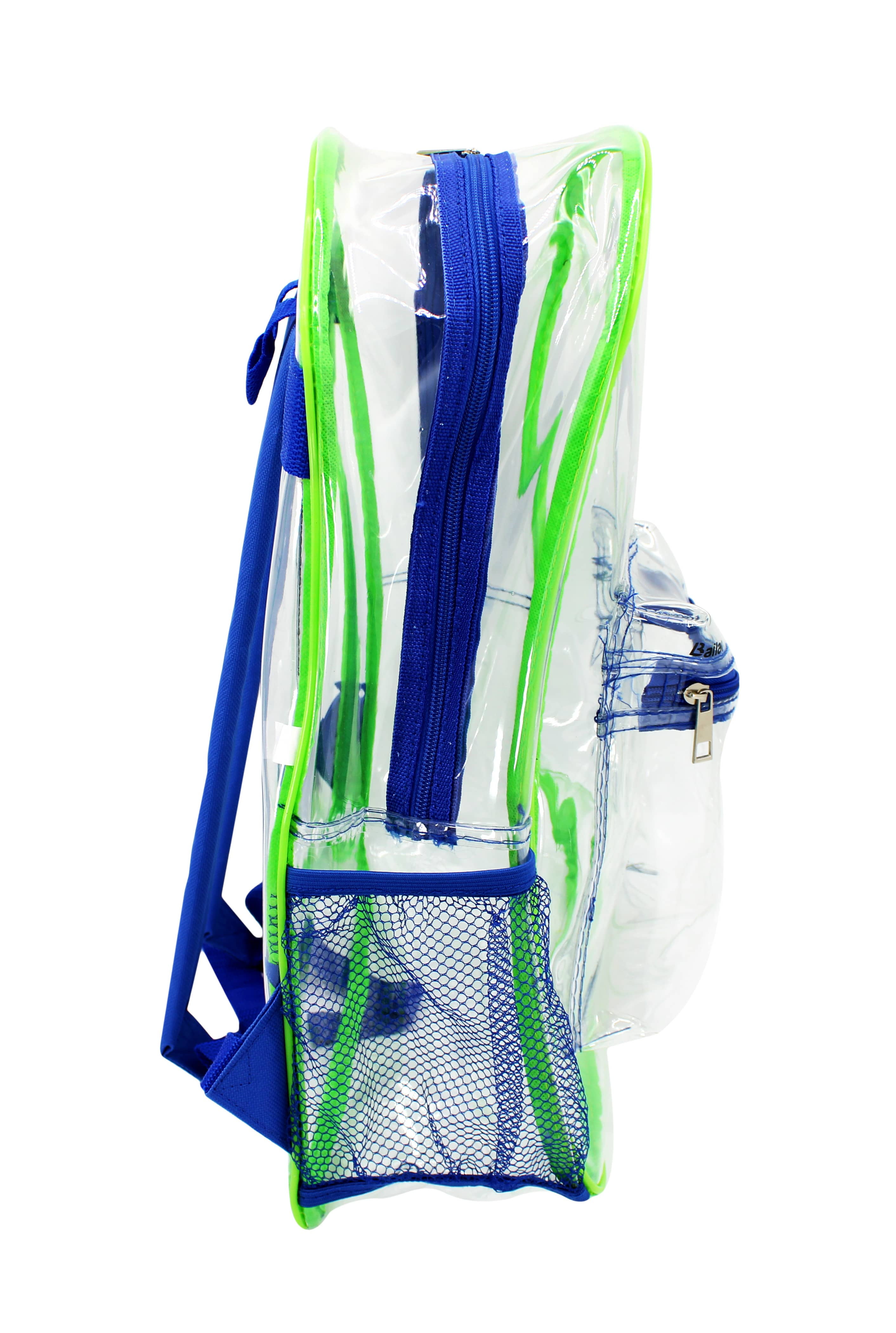 Clear Backpack Adult Blue/Green With Pencil Pouch 