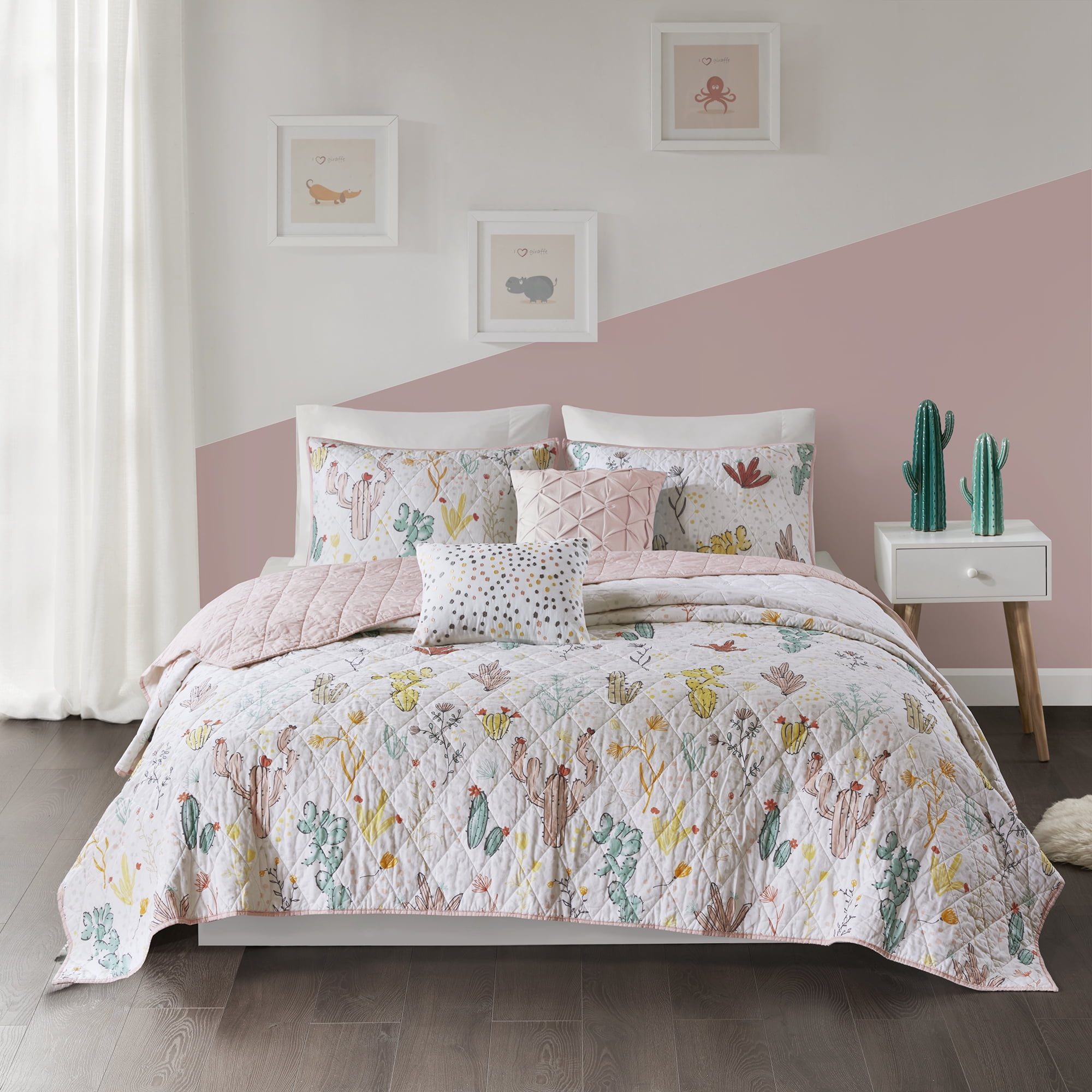 Lola Flora Reversible Cotton Quilt Set Bedspreads Coverlet 