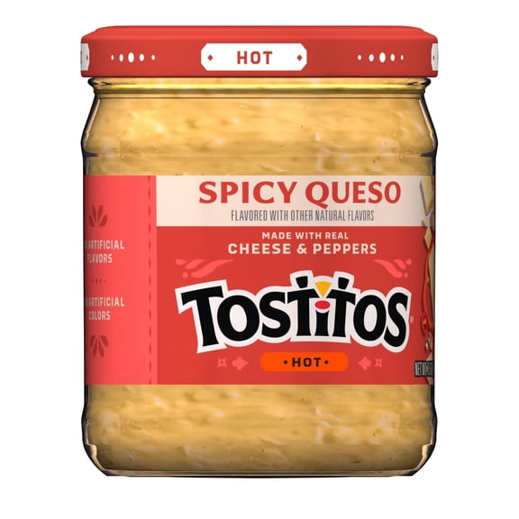 Tostitos Hot Spicy Queso, No Artificial Colors, No Artificial Flavors, 15 oz Jar