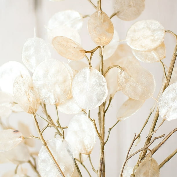 Floral Silver Dollar Spray Realistic Branch 52 inches Pearlescent 8