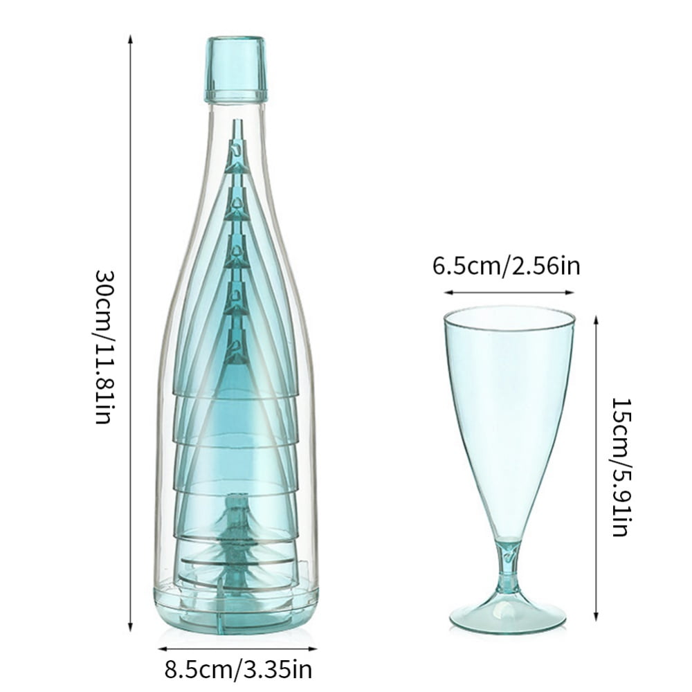 Hotaey Wine Glasses Set Plastic Bottle Integrated Shape Tall Champagne